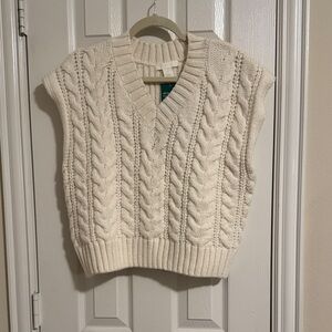 H&M Off-White Knit Sweater Vest
